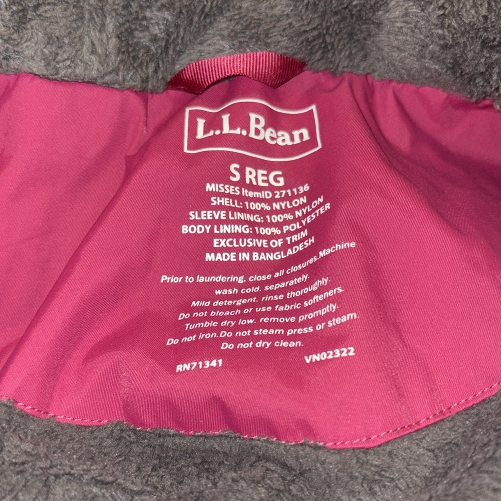 L.L. Bean Solid Pink Magenta Fleece Lined Winter Warmer Jacket Size S Rack 1 - Picture 5 of 6